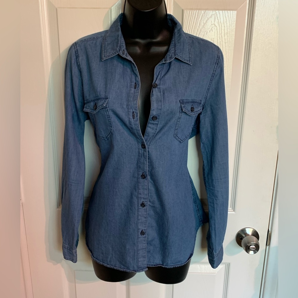 Chambray button-up shirt